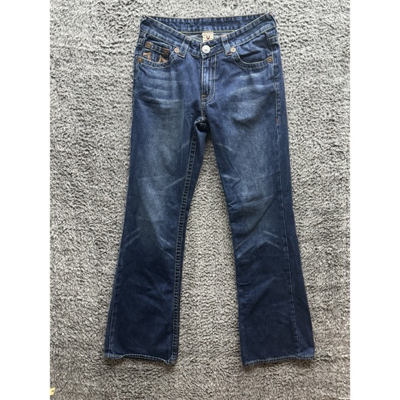Vintage‎ True Religion Bobby Big T Low Rise Flare Jeans Women's 30 Med Wash - Picture 1 of 13